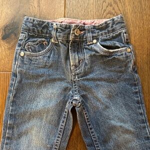 Levi’s Girls' Blue Denim Jeans with Heart Pocket and Pink Paisley Details!